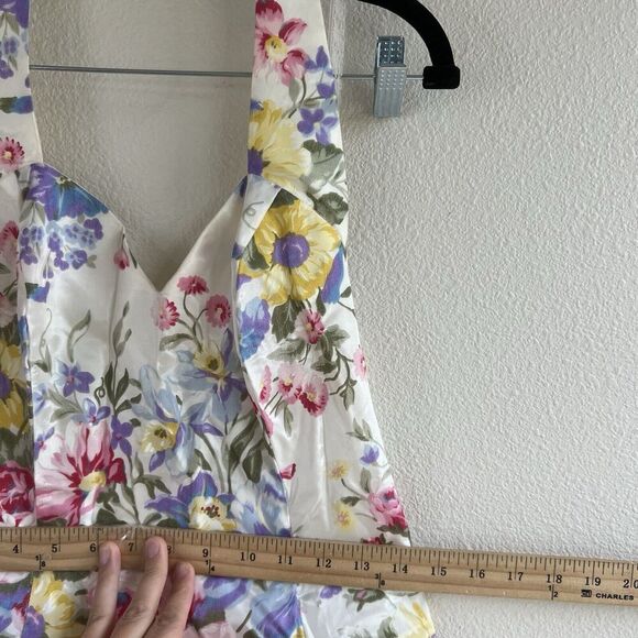 Vintage Roberta Floral Mini Halter Dress Flare Women’s 8 Garden Fairy Pinup - Picture 9 of 10